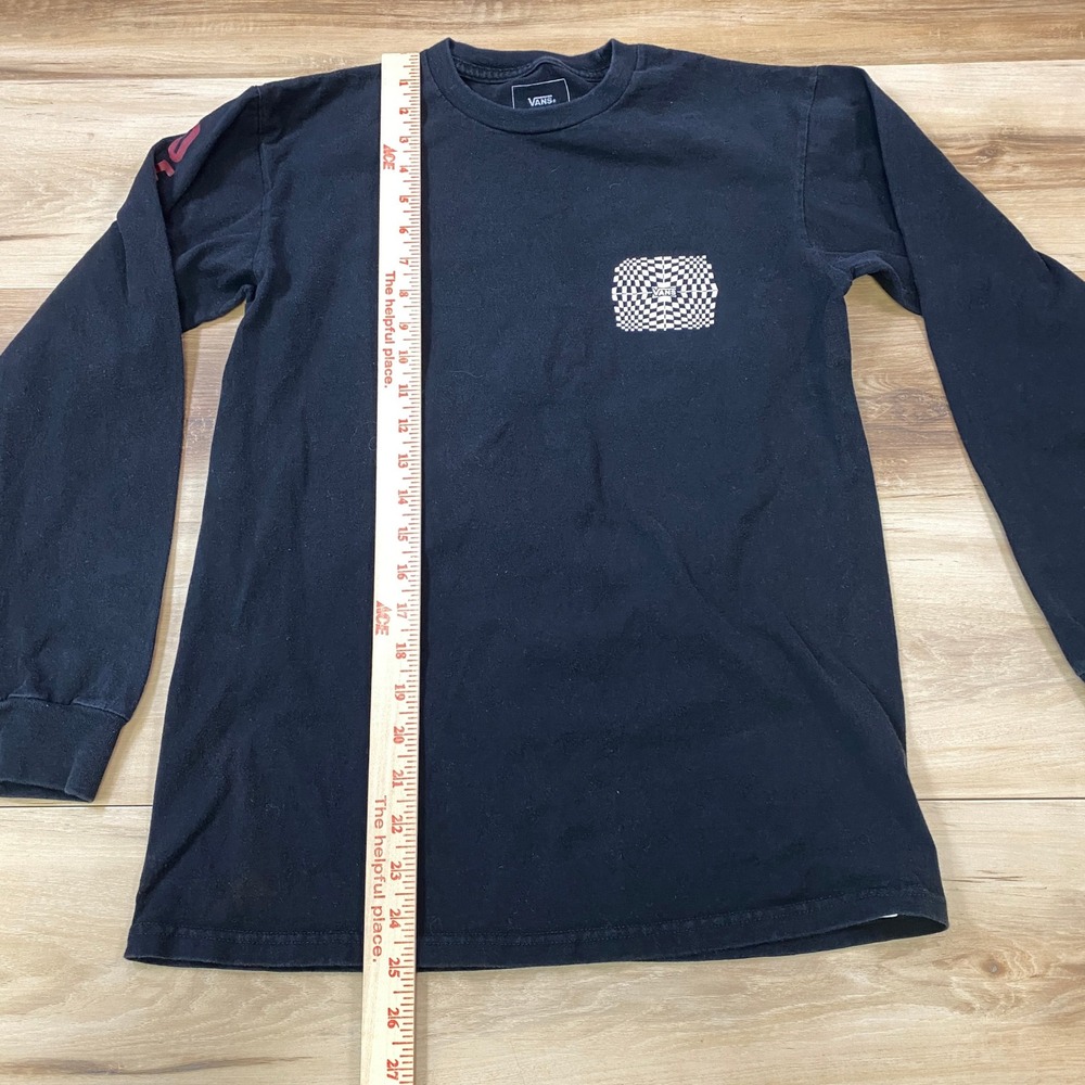 Vans Long Sleeve Shirt Mens Small Streetwear Cotton Classic Fit Black Skater Tee - Picture 4 of 8